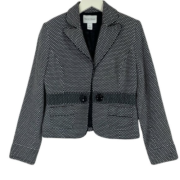 white house black market tailored jacket blazer black and white size 6 - Picture 1 of 14